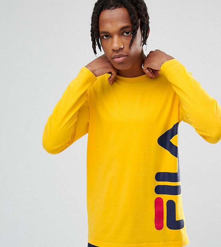 Fila Black Line Ski Long Sleeve T-shirt With Logo In Yellow - Yellow