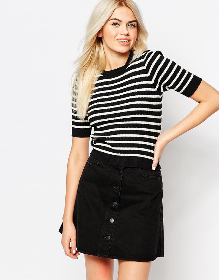 Monki Contrast Detail Top - Off White