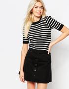 Monki Contrast Detail Top - Off White