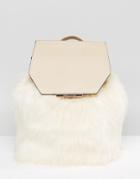 Kendall + Kylie Faux Fur Backpack - Cream
