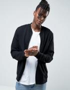Asos Jersey Bomber Jacket In Black With Gold Zips - Black