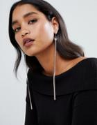Lipsy Statement Cluster Jewel Earrings With Chain Tassel In Gold - Gold