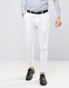 Asos Wedding Skinny Suit Pant In Stretch Cotton In White - White