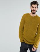Asos Mohair Wool Blend Sweater In Mustard - Yellow