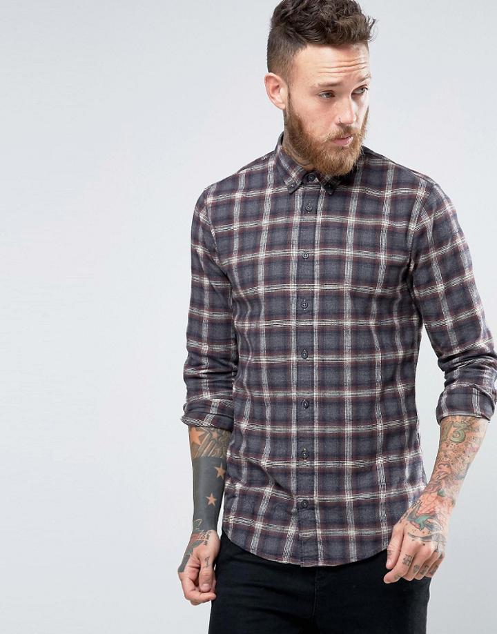 Boss Orange Edipoe Check Shirt Slim Fit Buttondown - Red