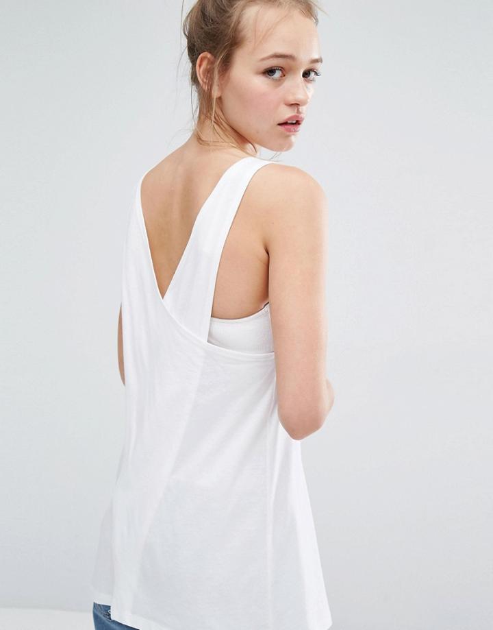 Monki Cross Back Top - White