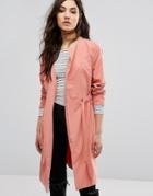Vila Tie Waist Lightweight Jacket - Red
