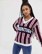 Daisy Street Dreamer Slogan Sweater In Knitted Stripe-multi