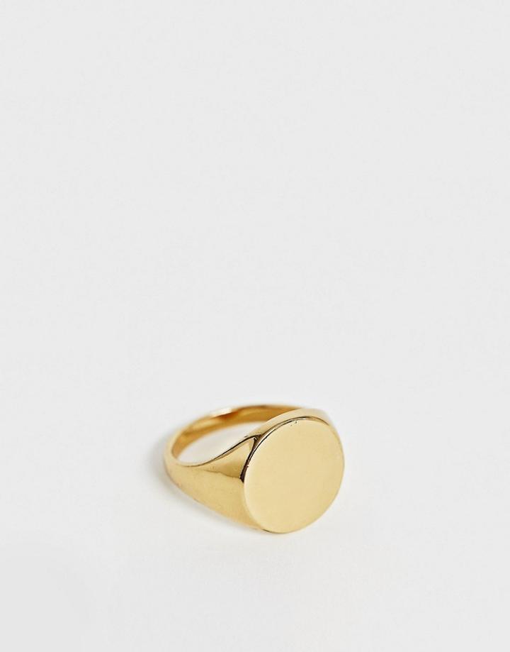 Asos Design 14k Gold Plated Signet Ring - Gold