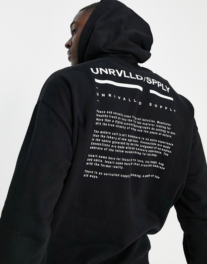 Asos Unrvlld Spply Coordinating Oversized Hoodie With Logo Print In Black