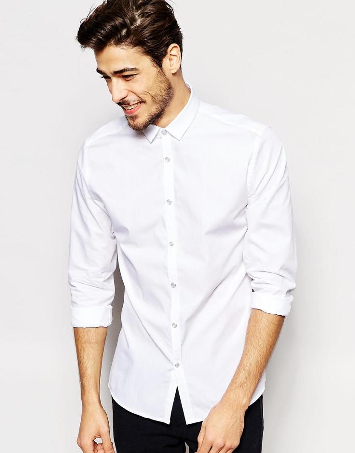 Noak Shirt With Popper Buttons - White
