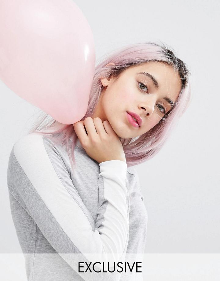 Monki Racer Stripe Long Sleeve Top - Gray