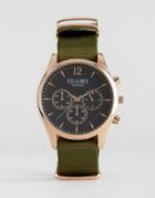 Reclaimed Vintage Chronograph Canvas Watch In Olive - Green