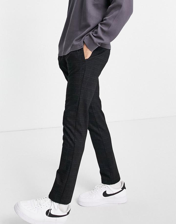 River Island Check Jersey Sweatpants In Navy