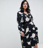 Boohoo Plus Ruffle Midi Dress In Floral - Multi