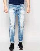 Replay Jeans Anbass Slim Fit Bleach Wash Extreme Distress And Repair - Bleach Distress Wash