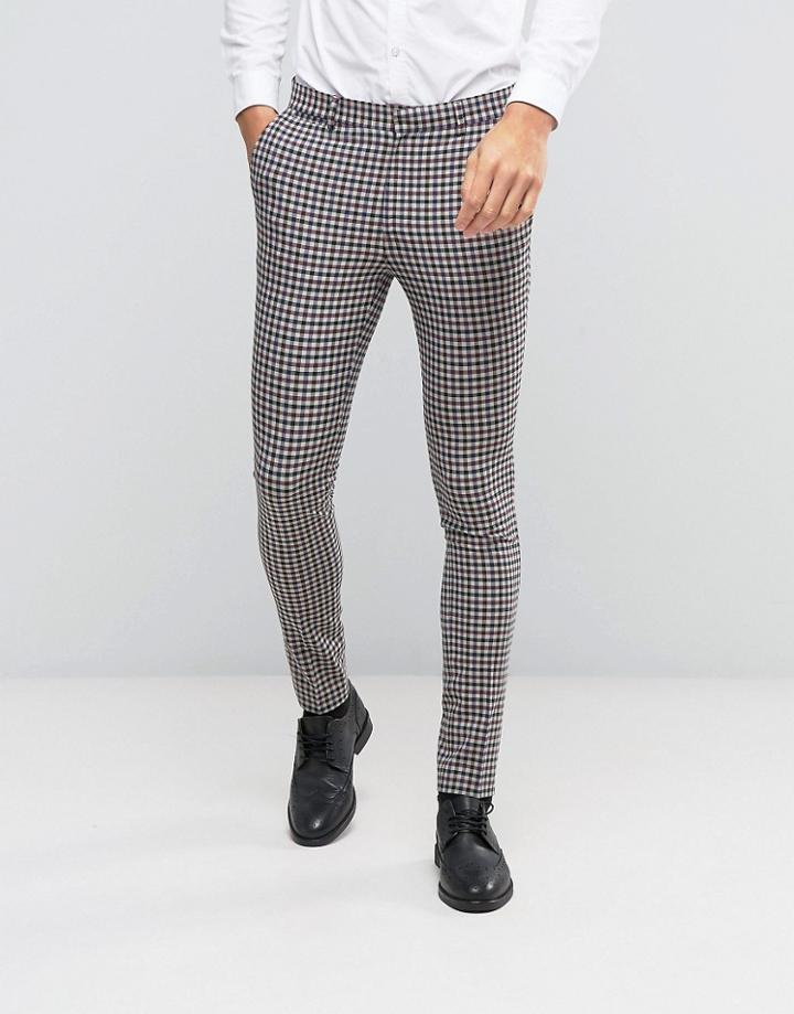 Asos Super Skinny Suit Pants In Check - Multi