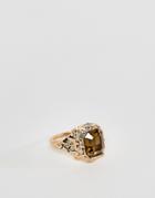 Asos Design Vintage Style Ring With Stone In Gold Tone - Gold