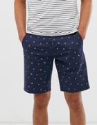 Only & Sons Chino Short In Blue With Embroidered Deck Chairs - Blue