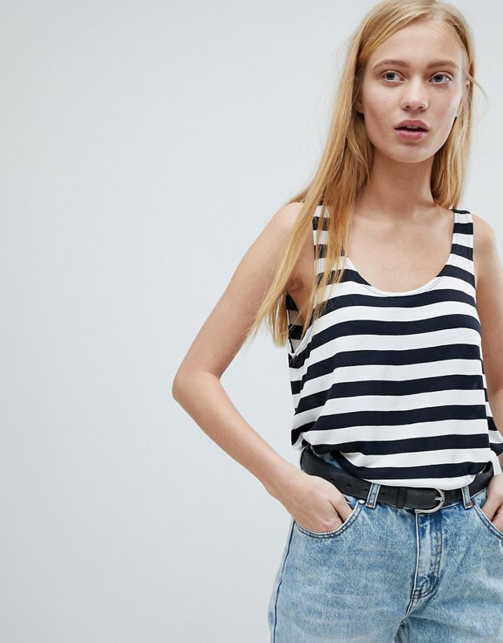 Dr Denim Stripe Tank - Black