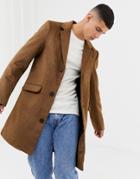 Another Influence Wool Blend Overcoat - Brown