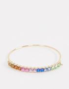 Asos Design Cuff Bracelet With Rainbow Crystals In Copper - Copper