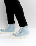 Asos High Top Sneakers In Bleached Denim - Blue
