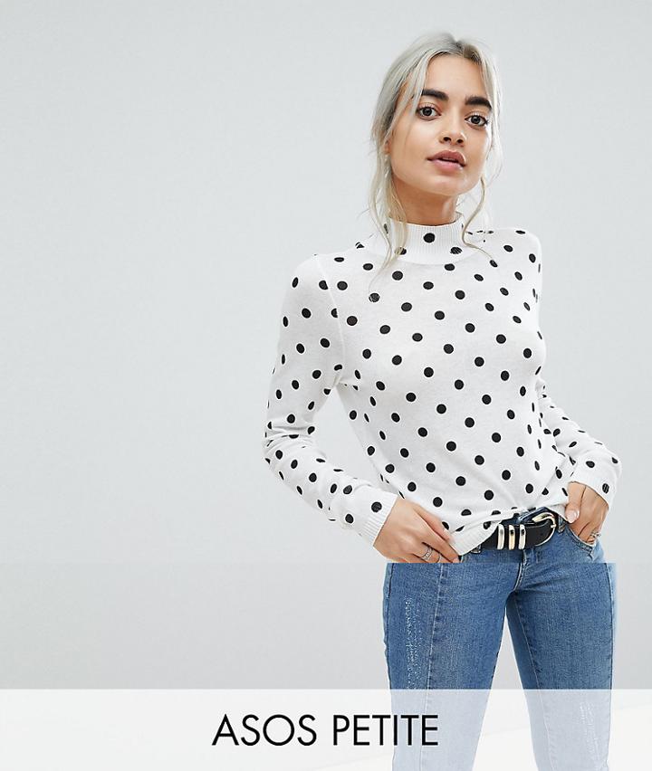Asos Petite Sweater In Spot - Cream
