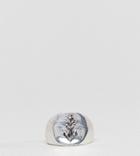 Designb London Silver Engraved Signet Ring - Silver