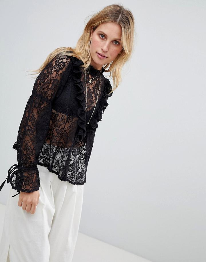 Asos Historical Lace Blouse-black