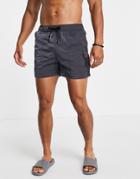Bershka Swim Shorts With Cargo Pockets In Black-orange