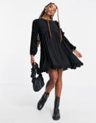 Vero Moda Ruffle Panel Smock Mini Dress In Black