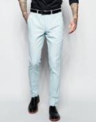 Devil's Advocate Skinny Stretch Fit Herringbone Suit Pants - Blue
