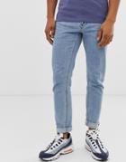 Asos Design Skinny Jeans In Retro Light Wash-blue