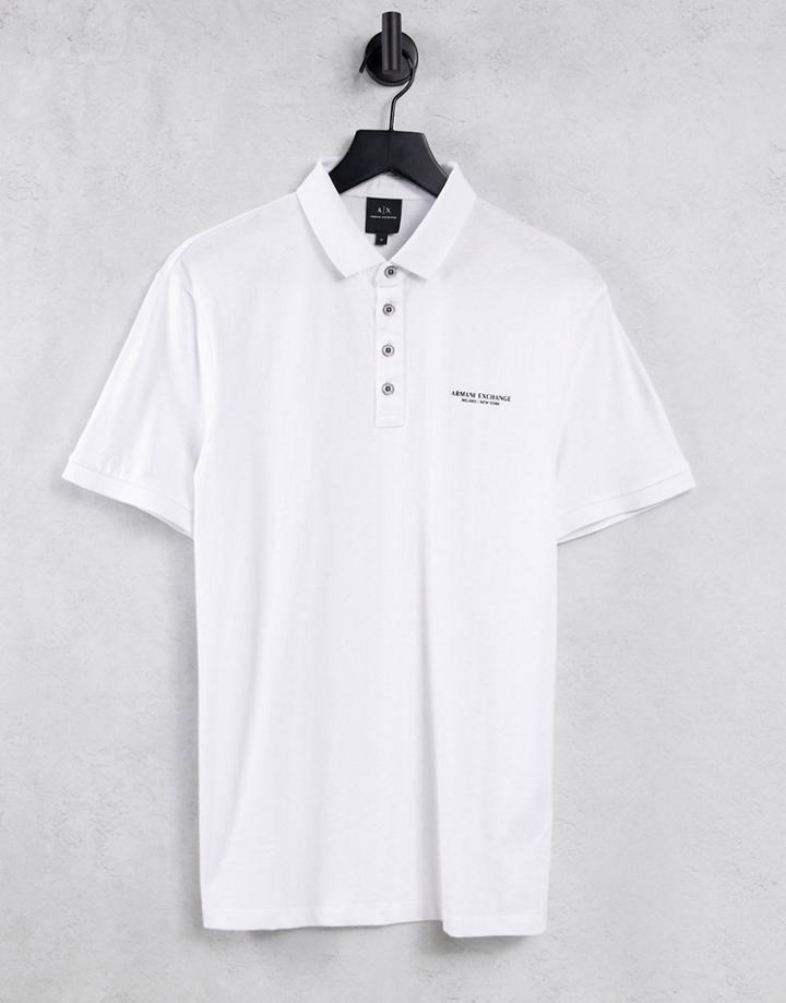 Armani Exchange Text Logo Polo In White