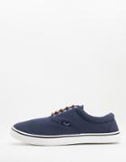 French Connection Canvas Deck Sneakers In Marine-blues