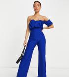 Vesper Petite Bandeau Ruffle Jumpsuit In Cobalt-blues