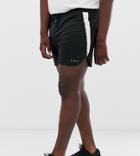 Asos 4505 Plus Running Shorts With Side Stripe And Curve Hem In Black And White - Black