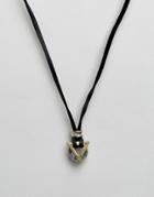 Icon Brand Pendant Leather Necklace In Black - Black