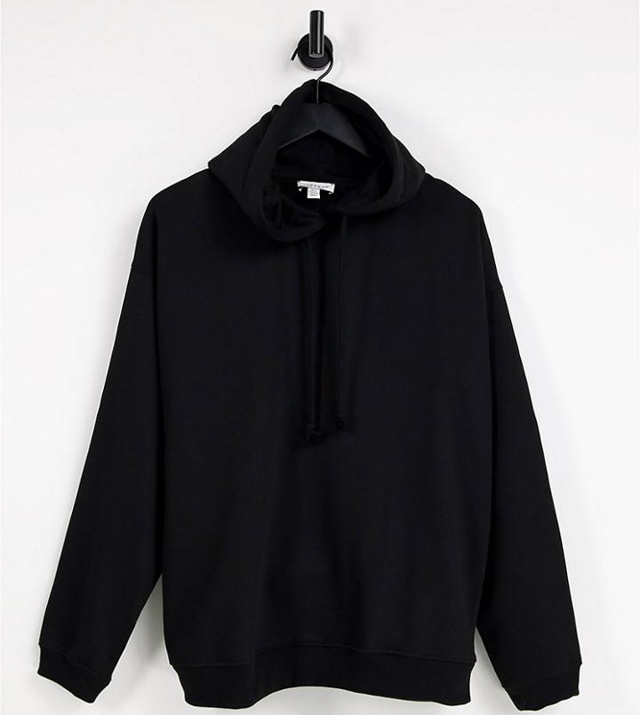 Topshop Tall Oversized Hoodie In Black