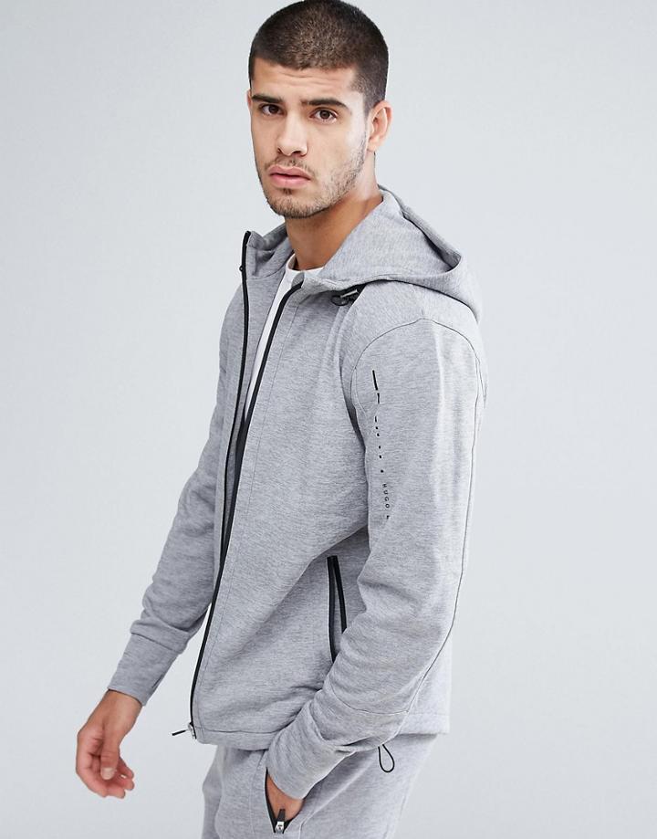 Boss By Hugo Boss Athleisure Hoodie With Zip Thru - Gray