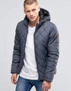 Blend Hooded Quilted Jacket Ebony Gray - Gray
