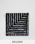 Reclaimed Vintage Stripe Pocket Square In Black - Black