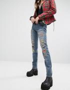 Tripp Nyc Skinny Jean With Patches - Blue