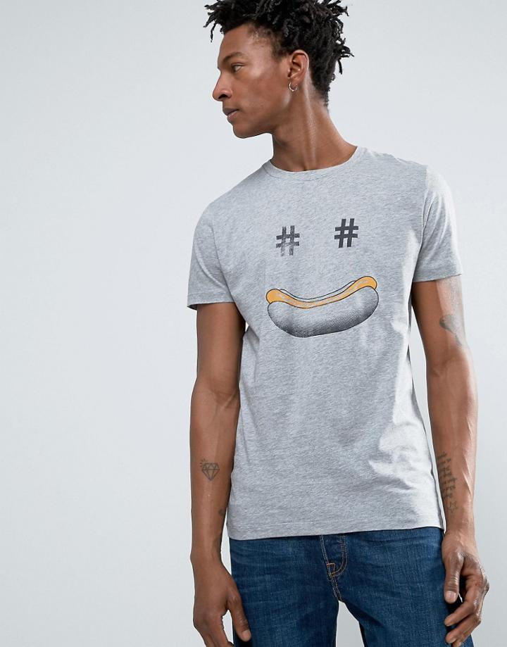 Boss Orange By Hugo Boss Hotdog T-shirt Regular Fit In Gray Marl - Gray