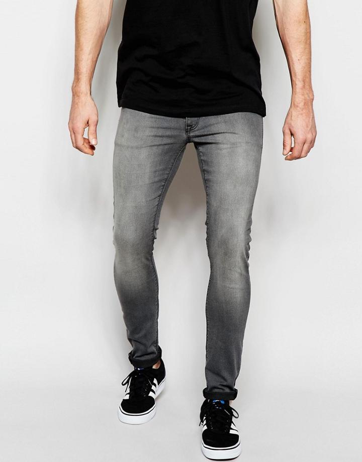 Asos Extreme Super Skinny Jeans In Gray - Gray
