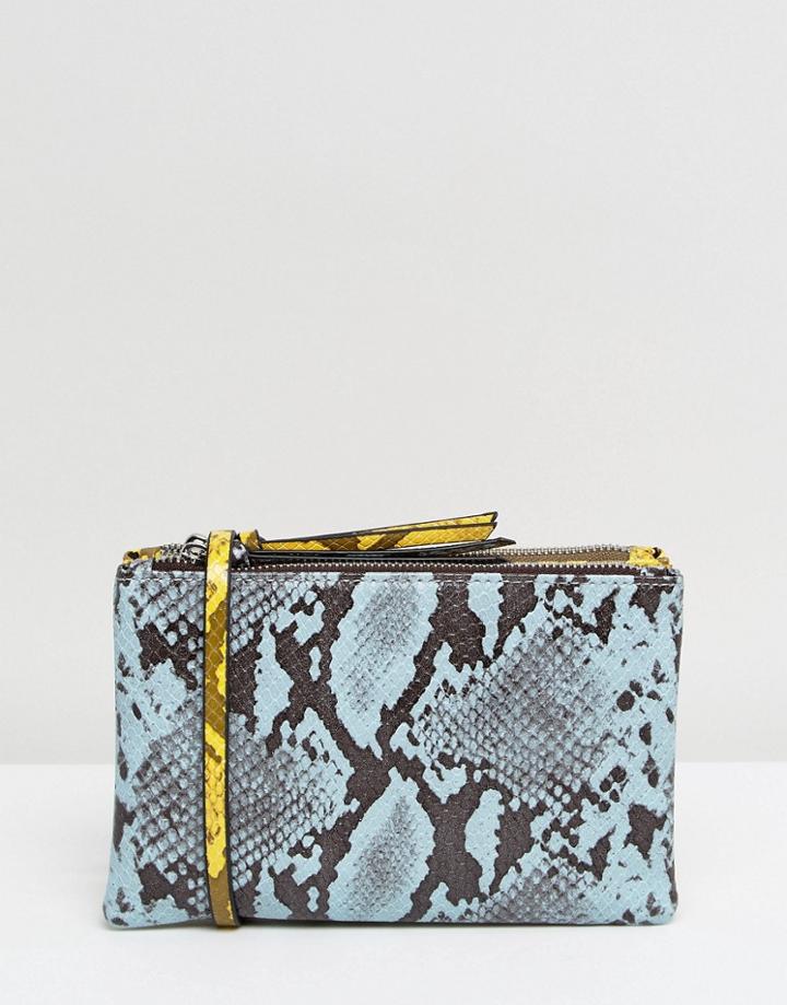 Pull & Bear Snake Print Cross Body - Blue