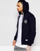 Hype Zip Up Hoodie With Crest Logo - Navy