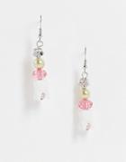 Asos Design Earrings With Beads And Tooth Charm-multi