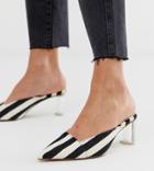 Bershka Striped Point Toe Mules In Monochrome - Multi